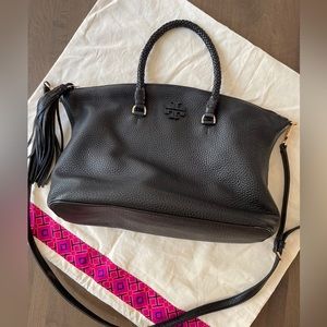 Tory Burch black leather bag with tassel